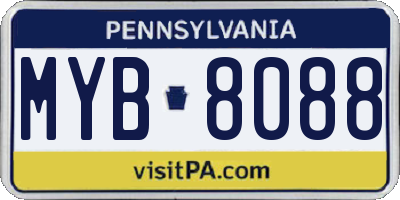 PA license plate MYB8088