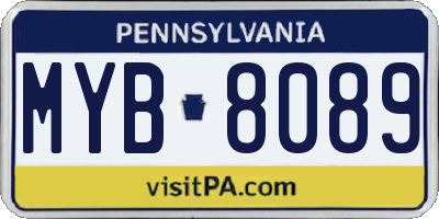 PA license plate MYB8089