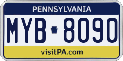PA license plate MYB8090