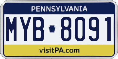 PA license plate MYB8091
