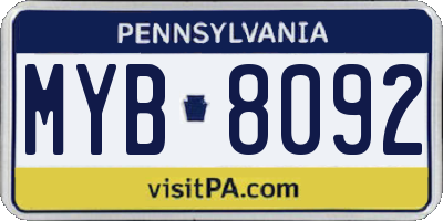 PA license plate MYB8092