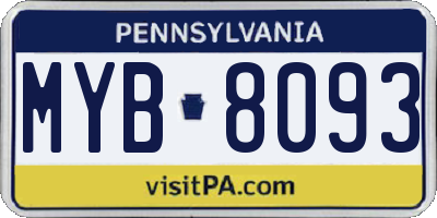 PA license plate MYB8093