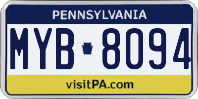 PA license plate MYB8094