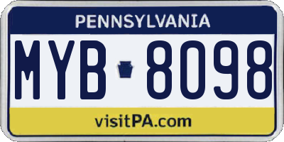 PA license plate MYB8098