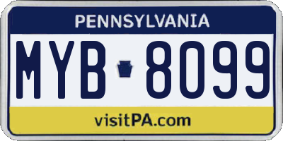 PA license plate MYB8099