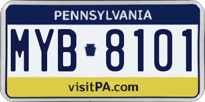 PA license plate MYB8101