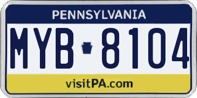PA license plate MYB8104