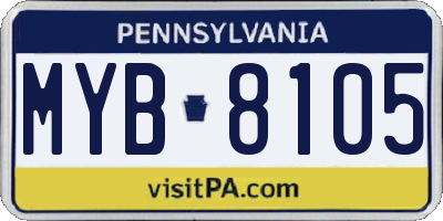 PA license plate MYB8105