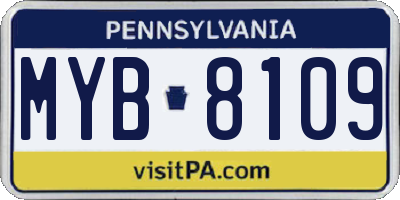 PA license plate MYB8109