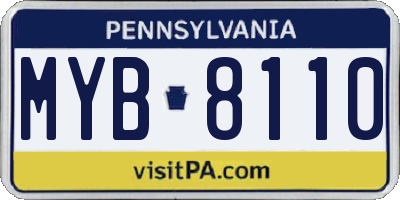 PA license plate MYB8110