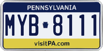 PA license plate MYB8111