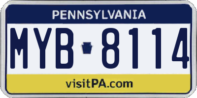 PA license plate MYB8114