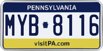 PA license plate MYB8116