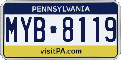 PA license plate MYB8119
