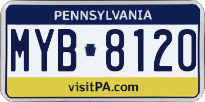 PA license plate MYB8120
