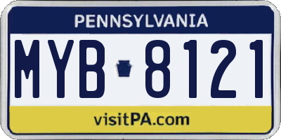 PA license plate MYB8121