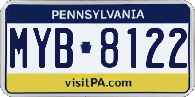 PA license plate MYB8122