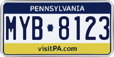 PA license plate MYB8123