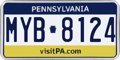 PA license plate MYB8124