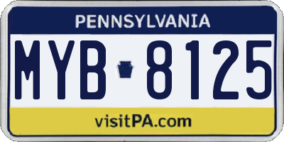 PA license plate MYB8125