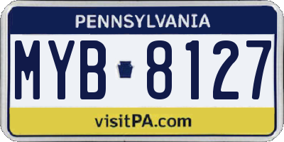 PA license plate MYB8127