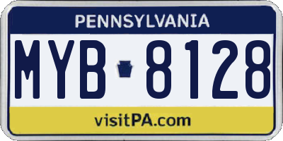 PA license plate MYB8128