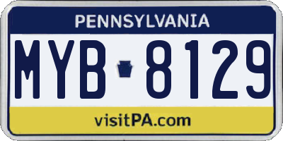 PA license plate MYB8129
