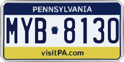 PA license plate MYB8130