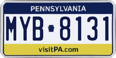 PA license plate MYB8131