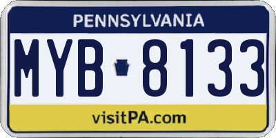PA license plate MYB8133