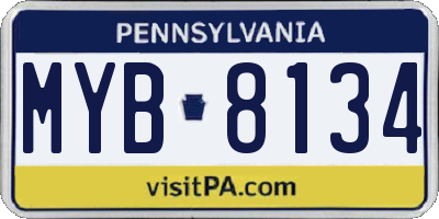 PA license plate MYB8134