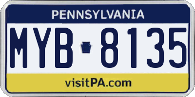 PA license plate MYB8135