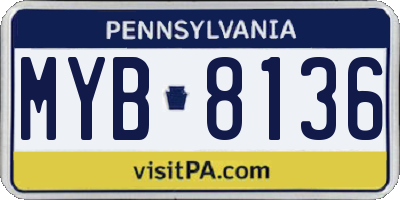 PA license plate MYB8136
