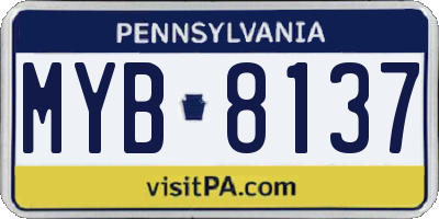PA license plate MYB8137