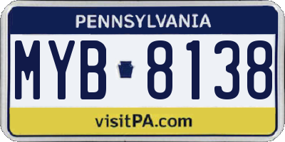 PA license plate MYB8138