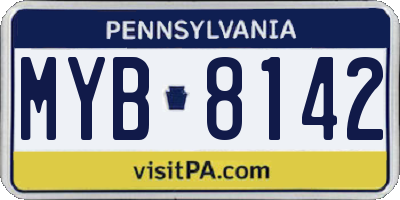 PA license plate MYB8142