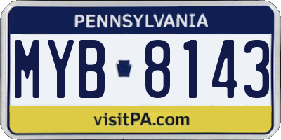 PA license plate MYB8143