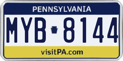 PA license plate MYB8144