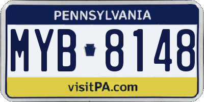 PA license plate MYB8148