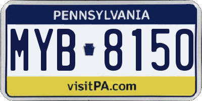 PA license plate MYB8150