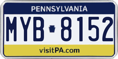 PA license plate MYB8152