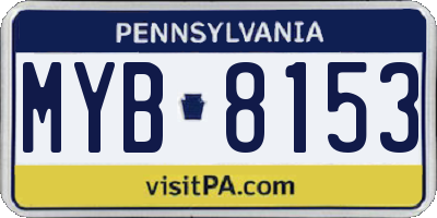 PA license plate MYB8153