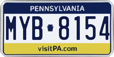 PA license plate MYB8154