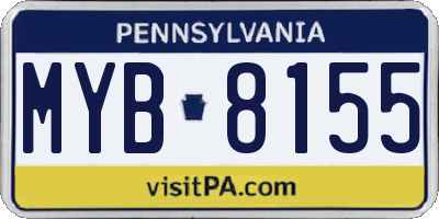 PA license plate MYB8155