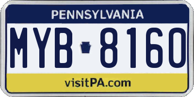 PA license plate MYB8160