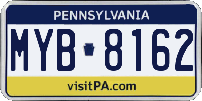 PA license plate MYB8162
