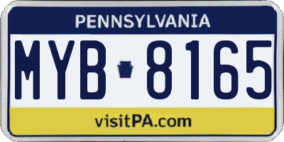 PA license plate MYB8165