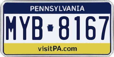 PA license plate MYB8167