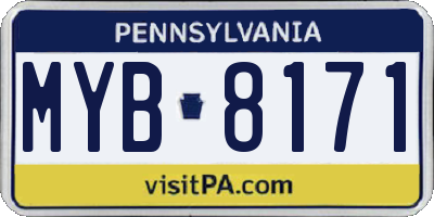 PA license plate MYB8171