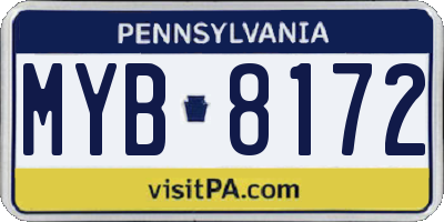PA license plate MYB8172